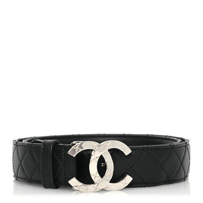 Chanel Lambskin Quilted CC Belt 90 36 Black Silvery 1 of 10