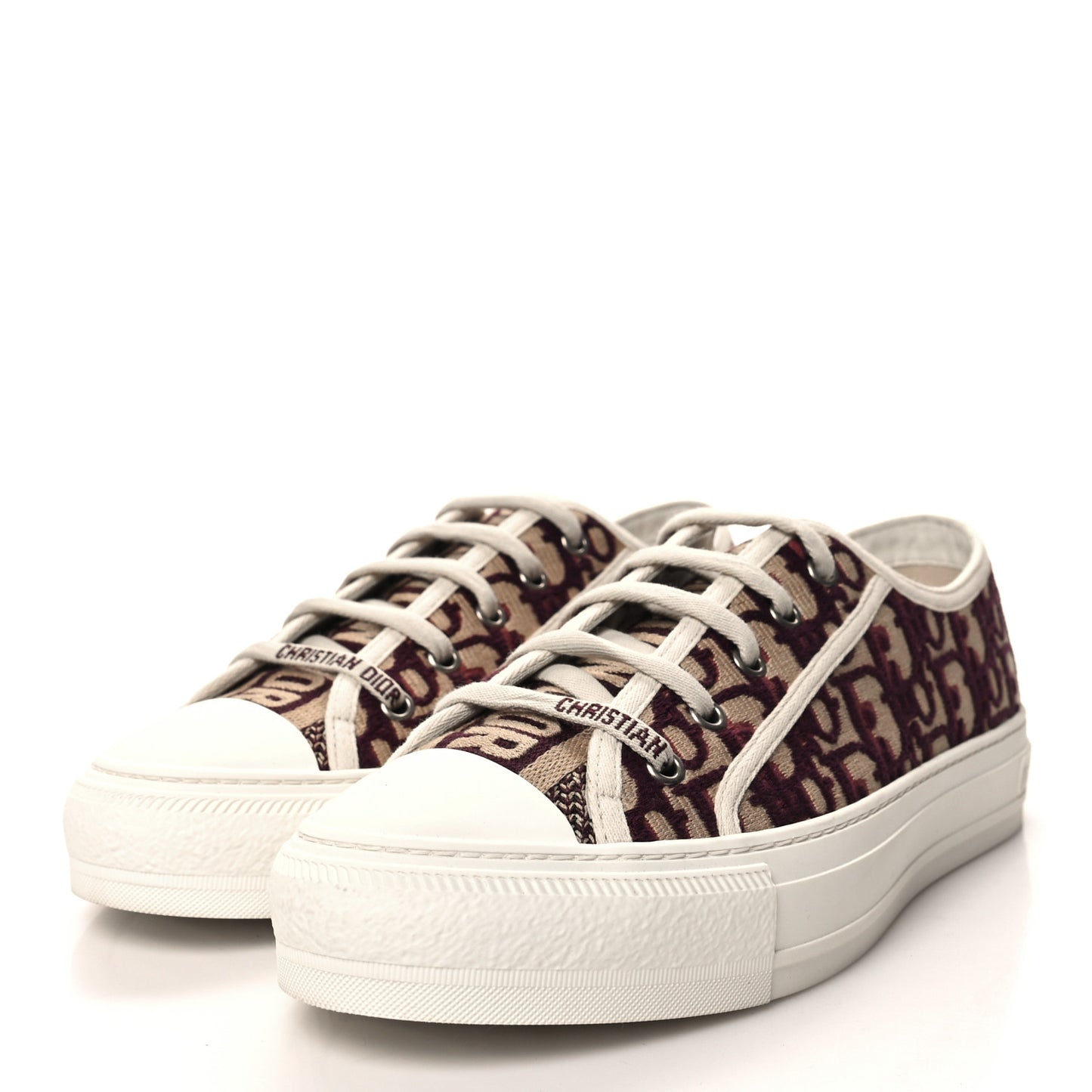 Canvas Oblique Walk'N'Dior Low Top Sneakers 38.5 Deep Amaranth