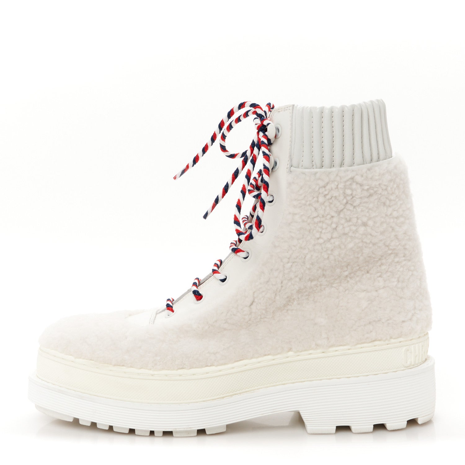 Christian Dior Calfskin Shearling Hike Ankle Boots 39 White 1 of 10