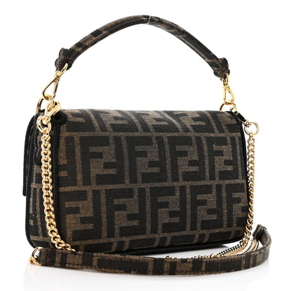 Fendi Fabric Jacquard FF 1974 Mini Baguette Tobacco Moro Black 3 of 9
