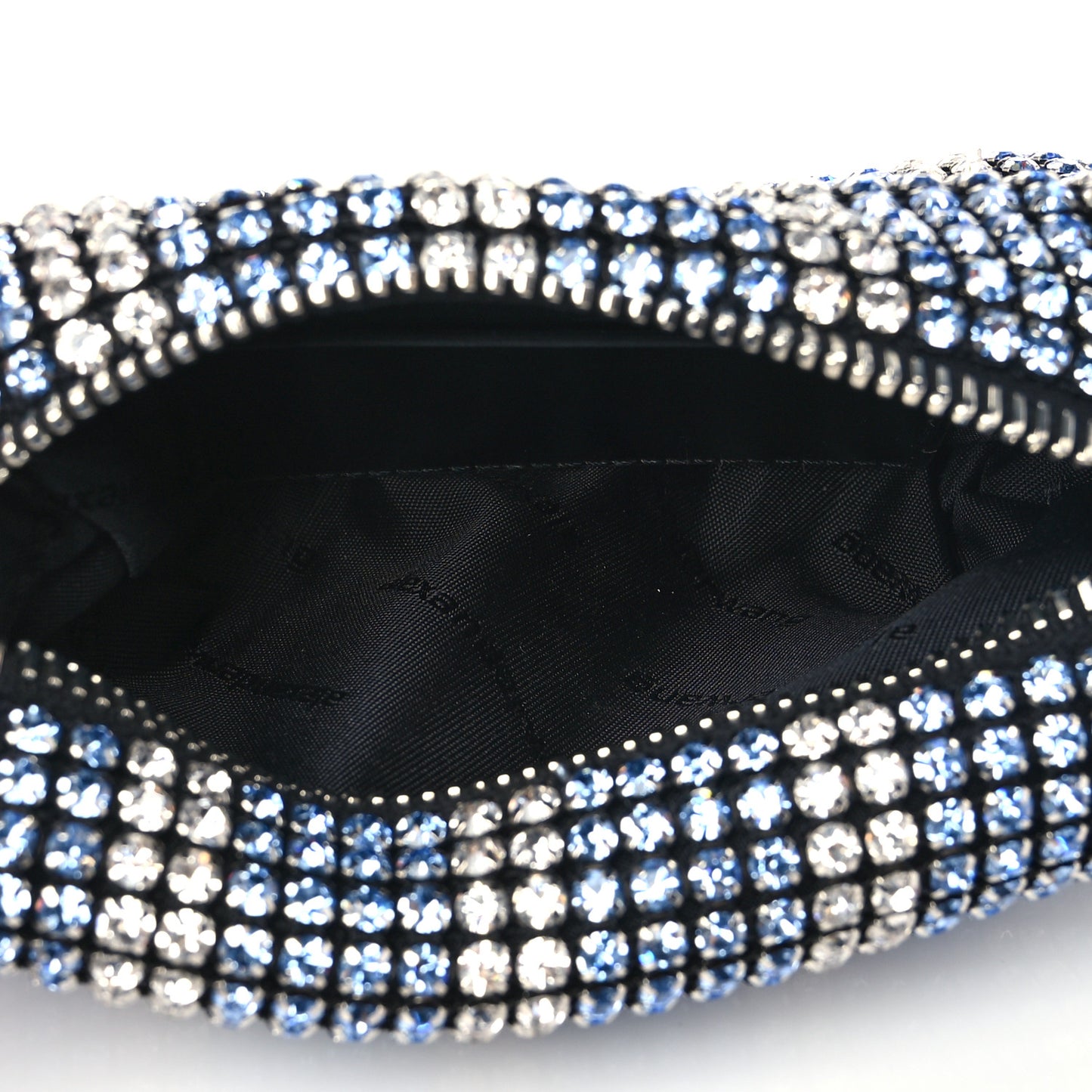 Mesh Crystal Rhinestone Mini Heiress Pouch Blue Light