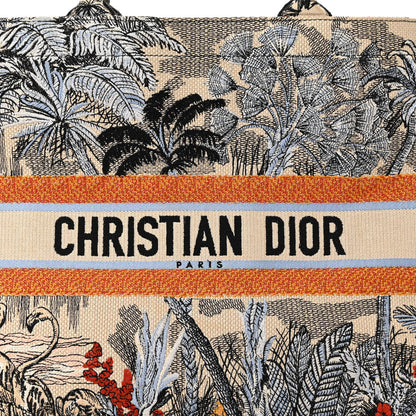 Christian Dior Canvas Embroidered Toile De Jouy Tropicalia Large Book Tote Denim Blue 8 of 15
