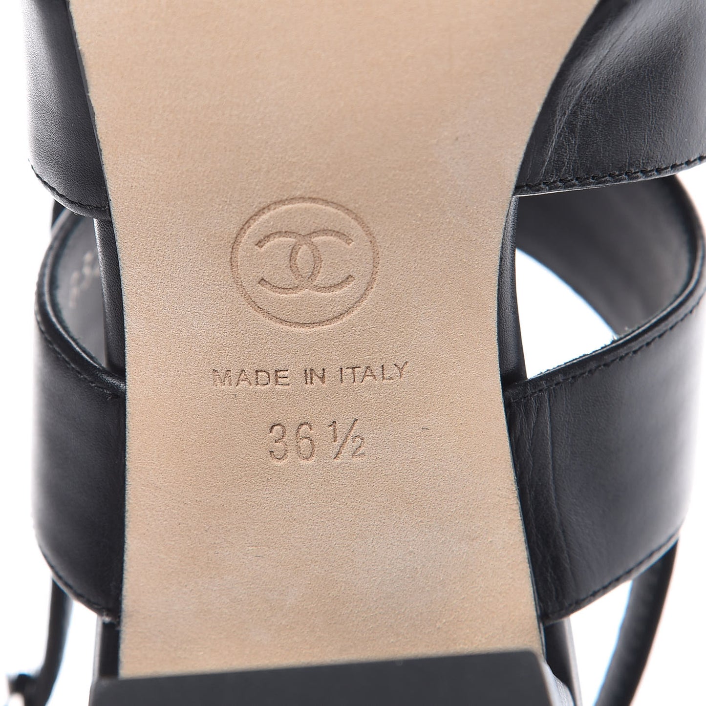 Calfskin CC Turnlock Sandals 36.5 Black