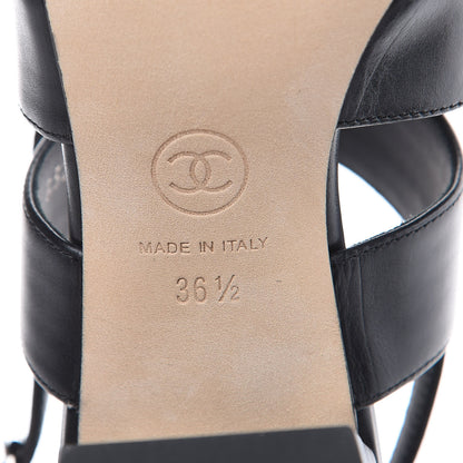 Chanel Calfskin CC Turnlock Sandals 36.5 Black 6 of 9