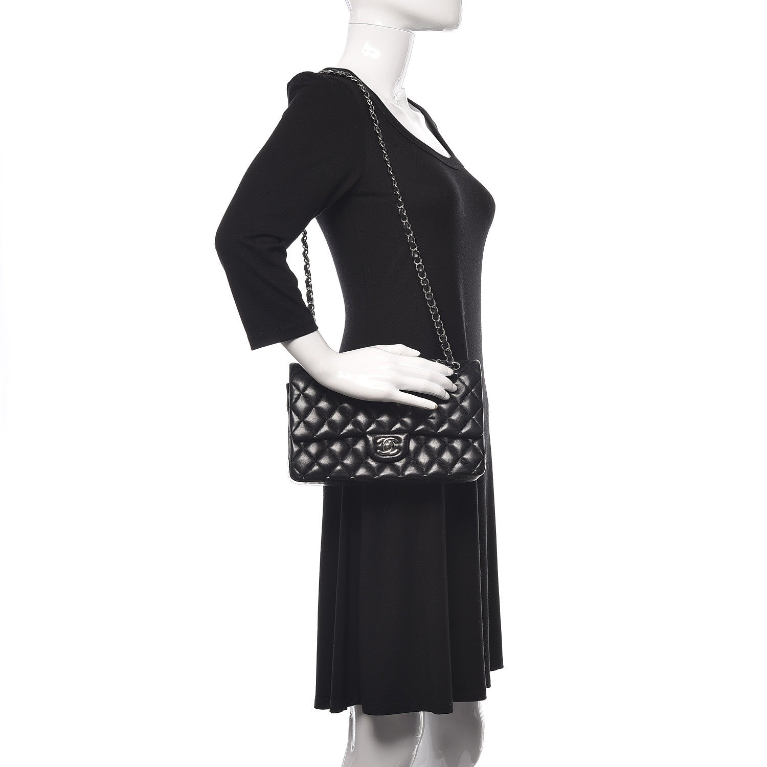 Chanel Lambskin Quilted Medium Double Flap Black 2 of 13
