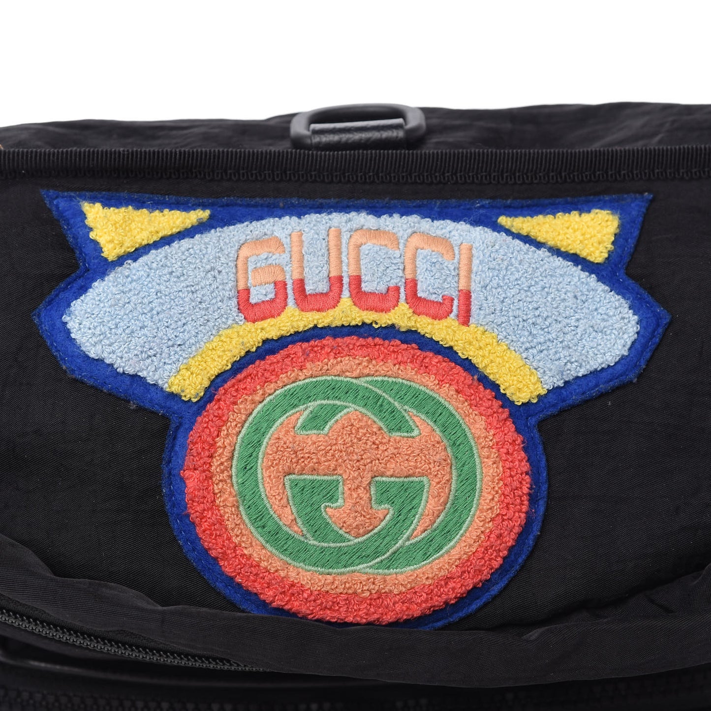 Nylon 80s Logo Patch Belt Bag Black