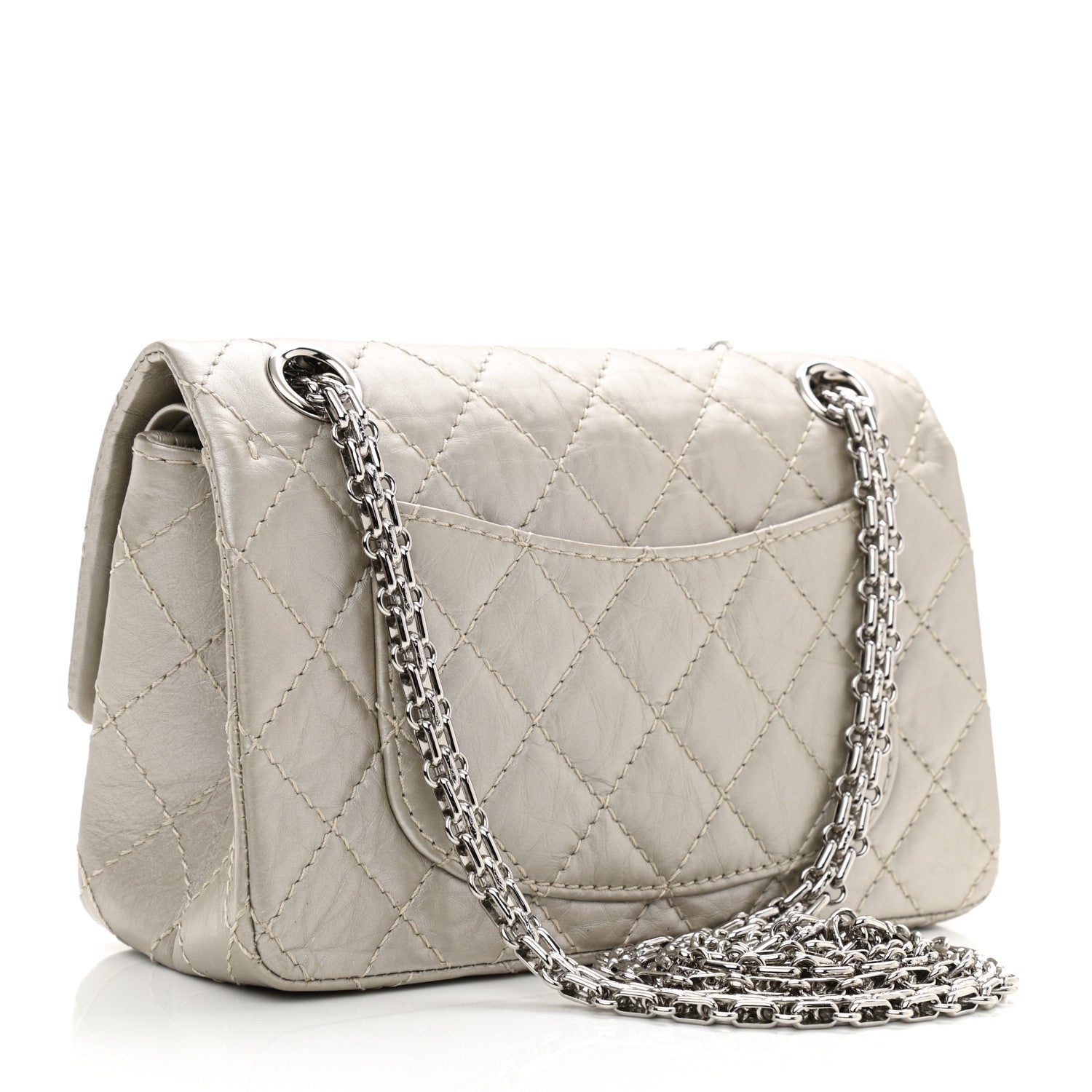 Chanel Metallic Calfskin Quilted 2.55 Reissue 224 Flap Silver 3 of 10