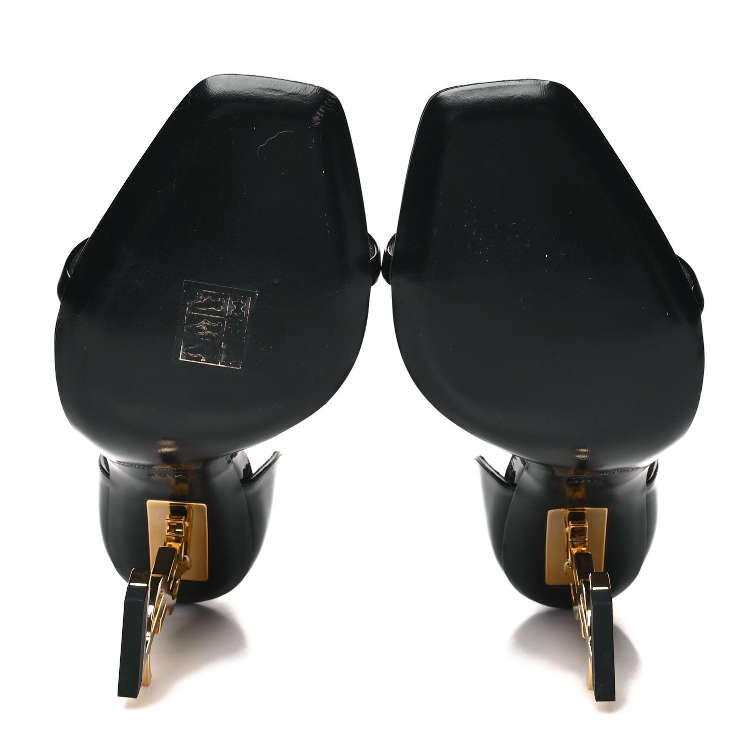 Saint Laurent Patent Calfskin Opyum 110 Sandals 38.5 Black Gold 5 of 9
