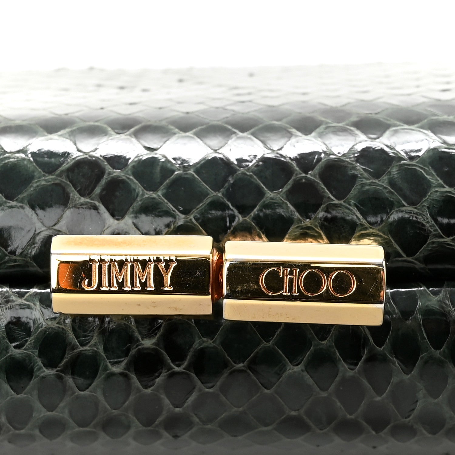 Jimmy Choo Elaphe Snakeskin Small Knotted Tube Evening Clutch Green 7 of 8