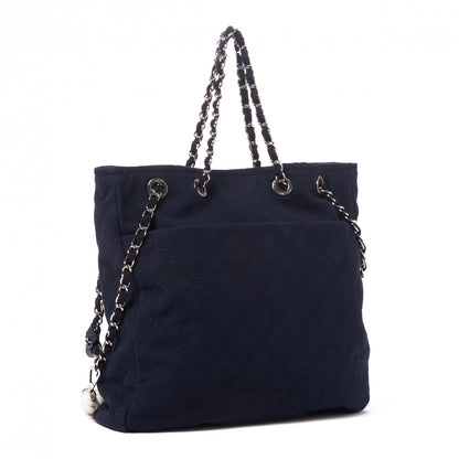 Chanel Canvas Quilted La Pausa Large Shopping Tote Navy 2 of 9