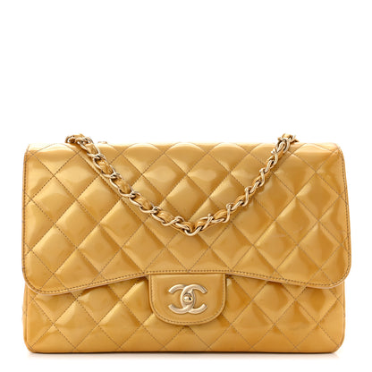 Chanel Patent Quilted Jumbo Single Flap Gold 1 of 12