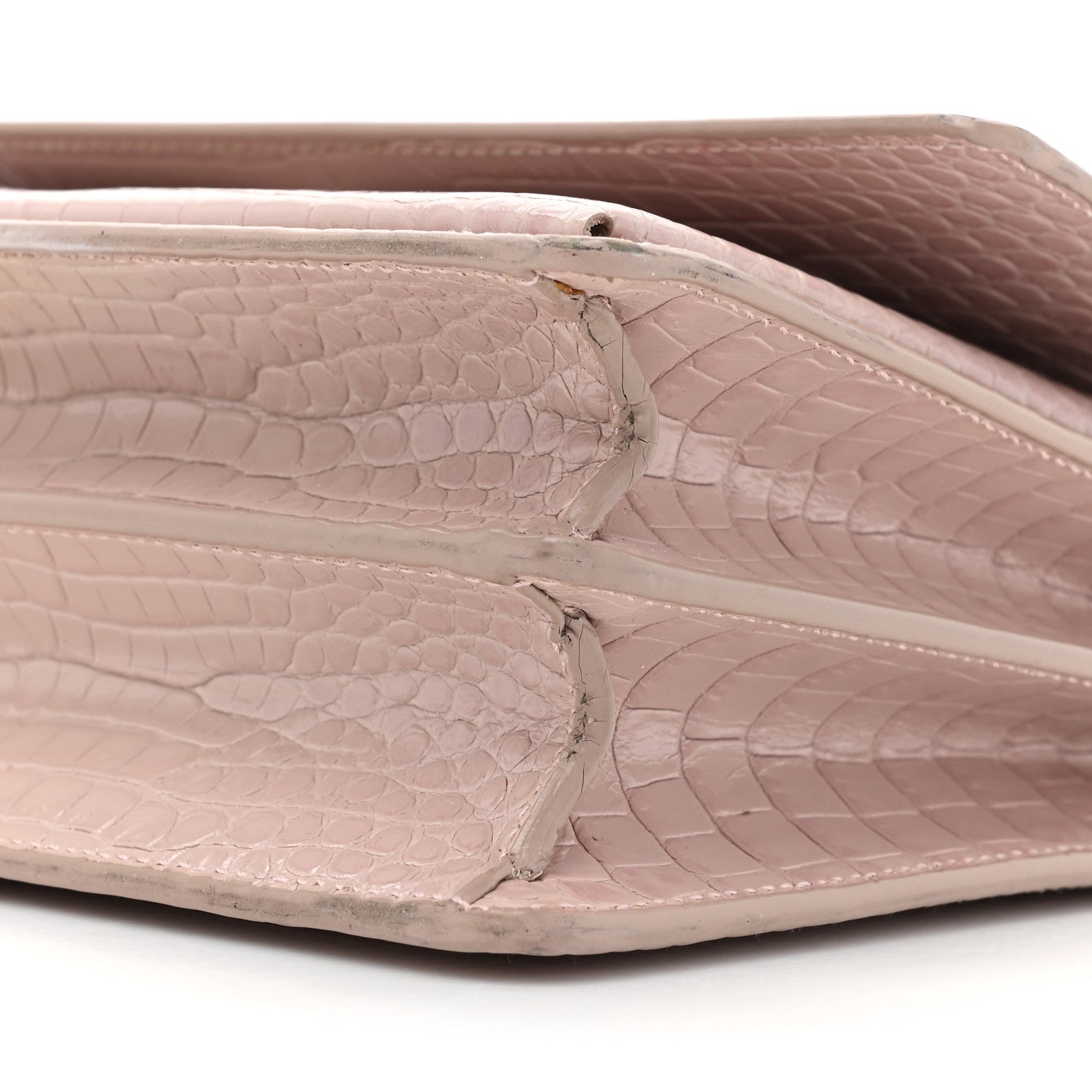 Saint Laurent Calfskin Crocodile Embossed Medium Monogram Sunset Powder Pink 9 of 22