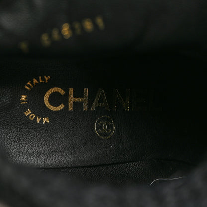Chanel Calfskin Knit CC Short Boots 37 Black 6 of 8