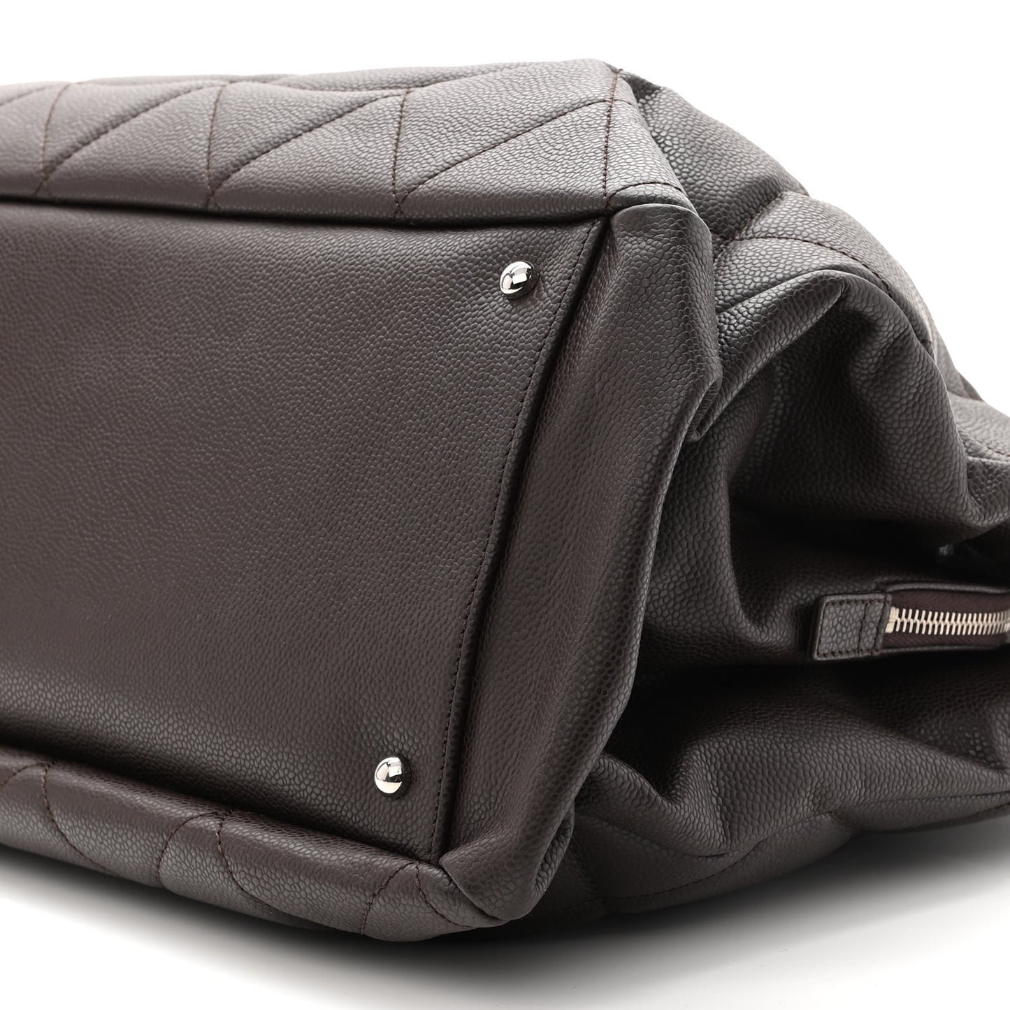Soft Caviar Quilted Large CC Timeless Tote Dark Brown