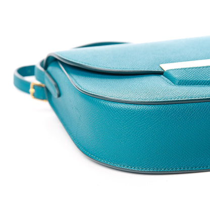 Celine Grained Calfskin Small Trotteur Teal Blue 8 of 10