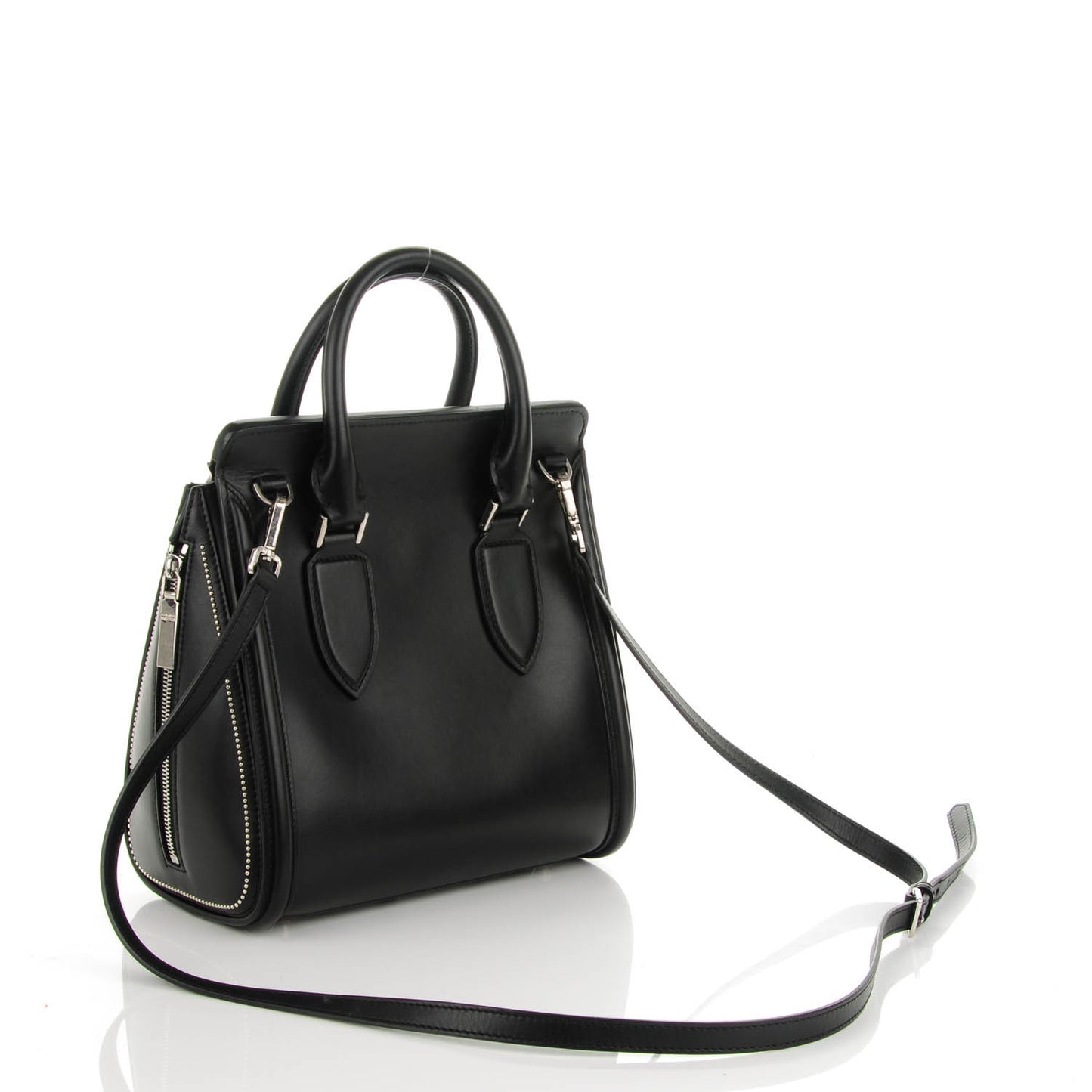 Calfskin Floral Studded Small Heroine Black
