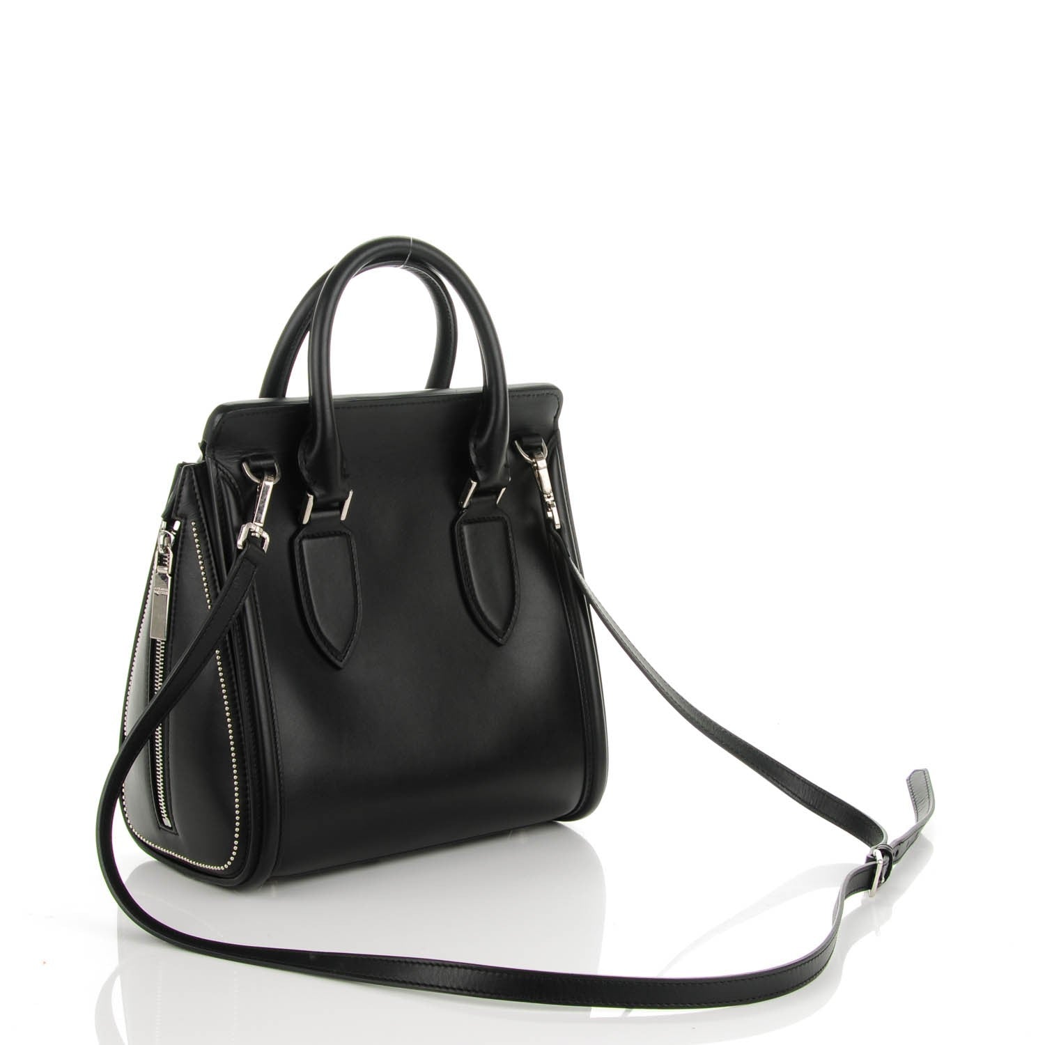 Alexander McQueen Calfskin Floral Studded Small Heroine Black 3 of 7