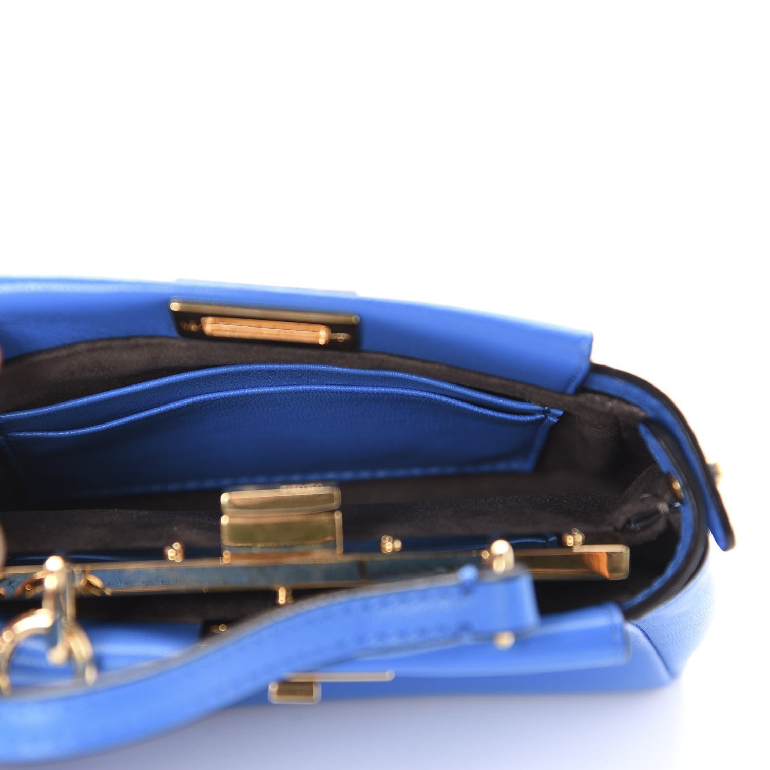 Fendi Shiny Nappa Micro Peekaboo Iconic Satchel Blue Royal 9 of 11