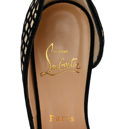 Christian Louboutin Glitter Floque Suede Iriza 100 Pumps 36.5 Platine Black 6 of 11