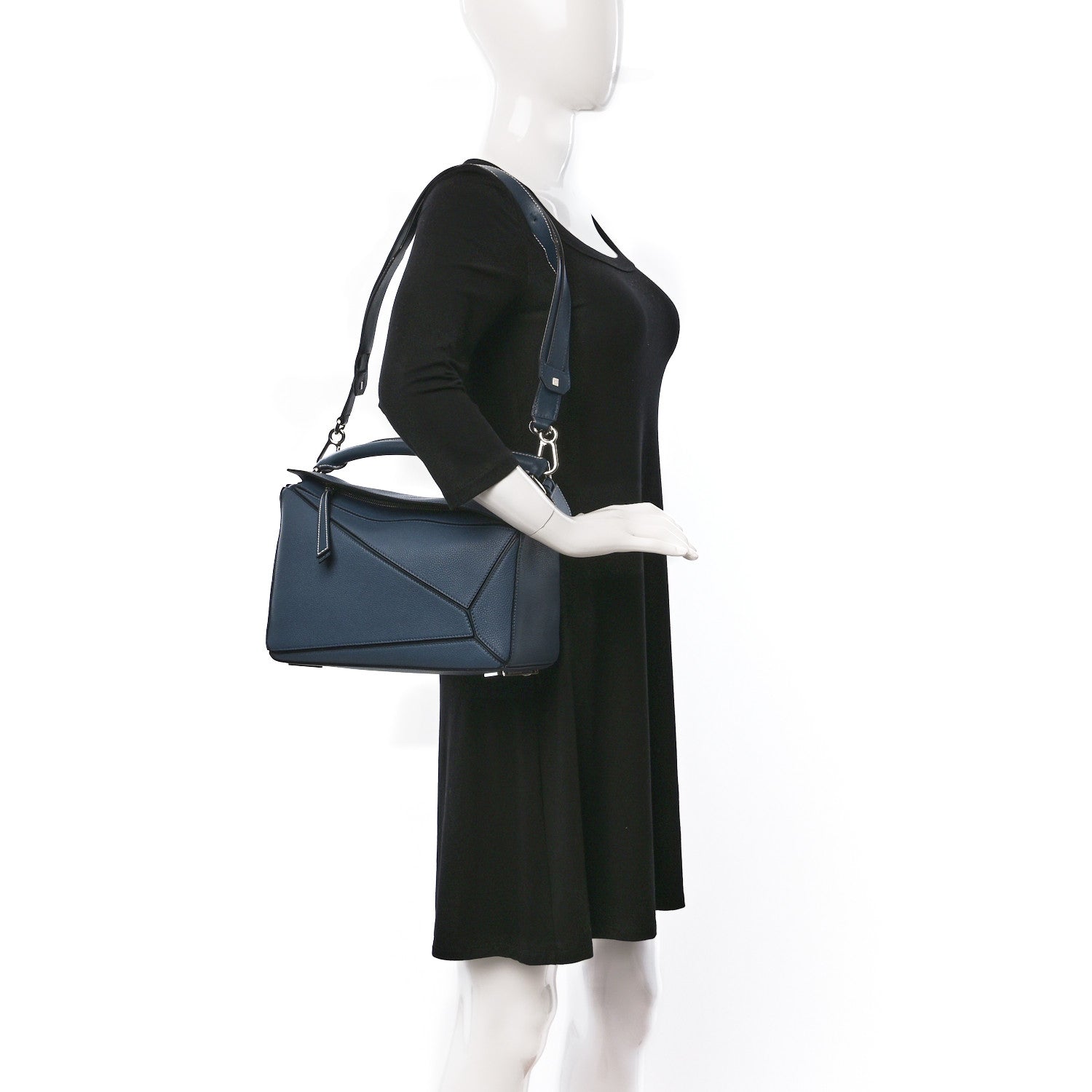 Loewe Calfskin Medium Puzzle Bag Dark Blue 2 of 8