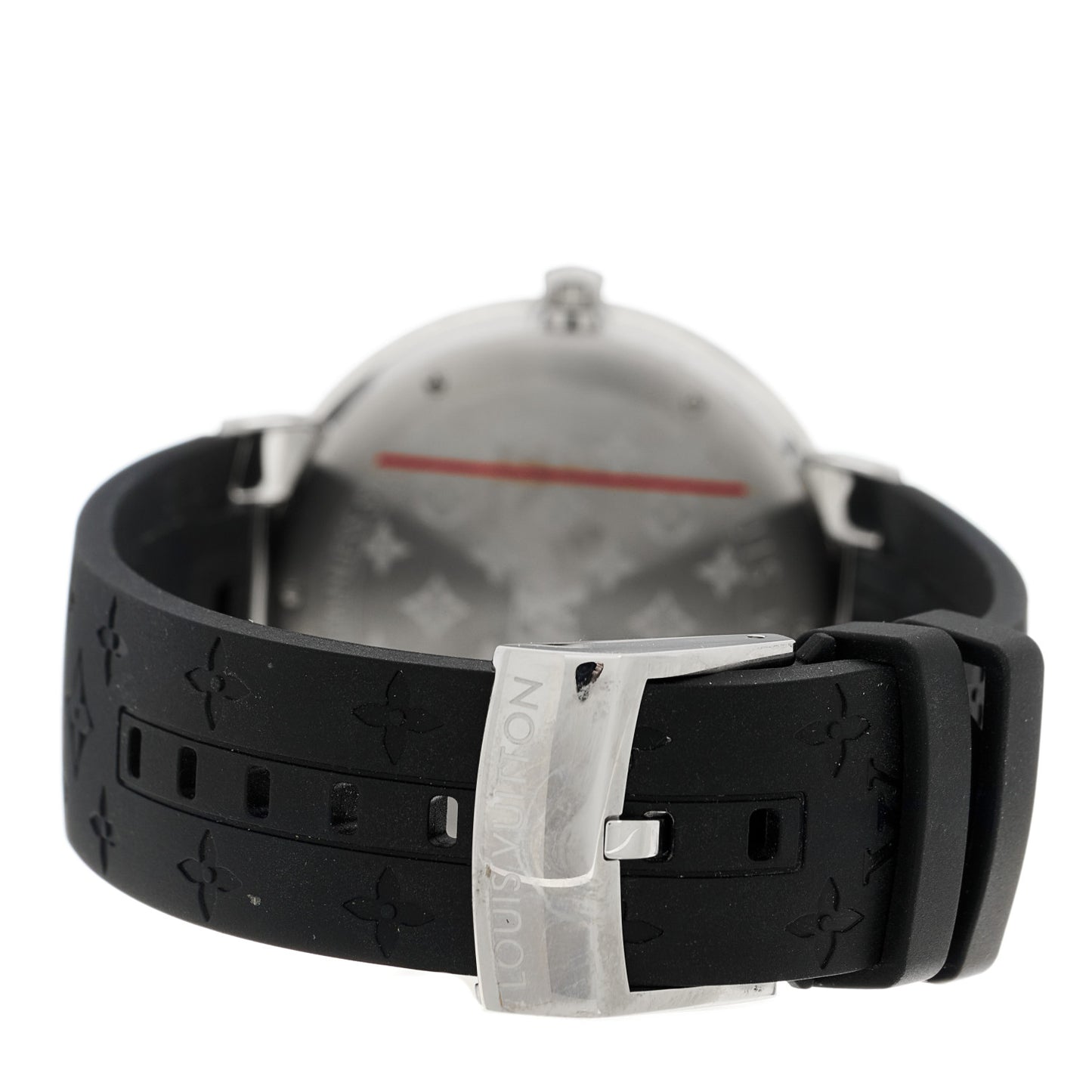 Stainless Steel Rubber Diamond 39mm Tambour Slim Quartz Watch