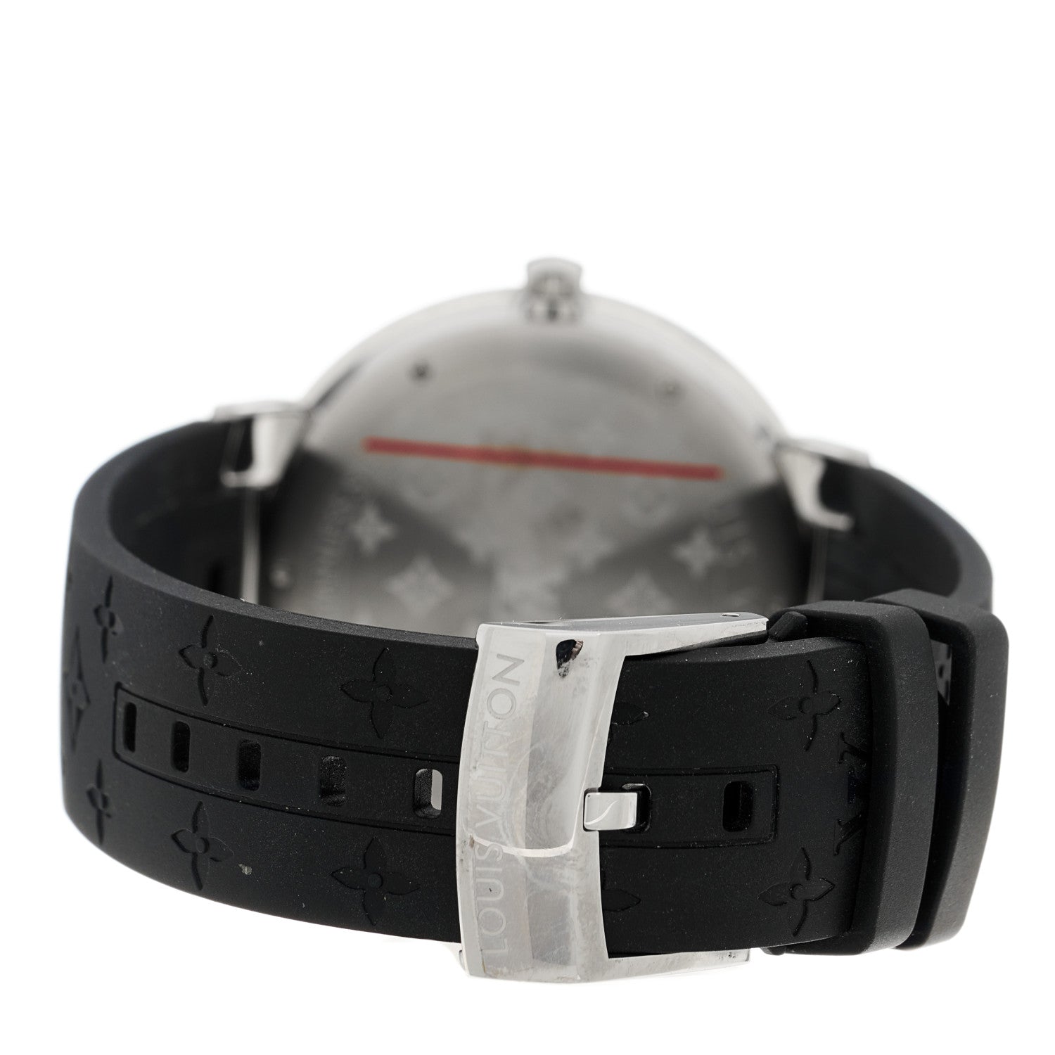 Louis Vuitton Stainless Steel Rubber Diamond 39mm Tambour Slim Quartz Watch 3 of 4