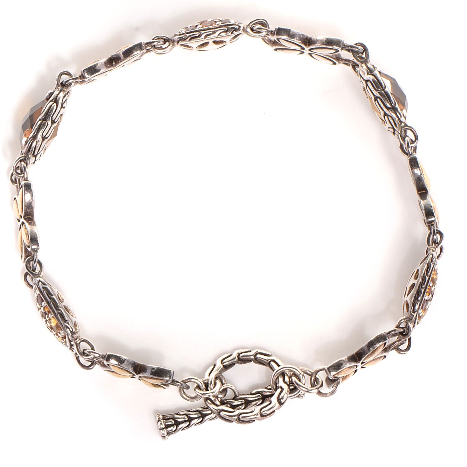 John Hardy Sterling Silver 18K Gold Citrine Garnet Sunset Batu Kawung Bracelet 3 of 6