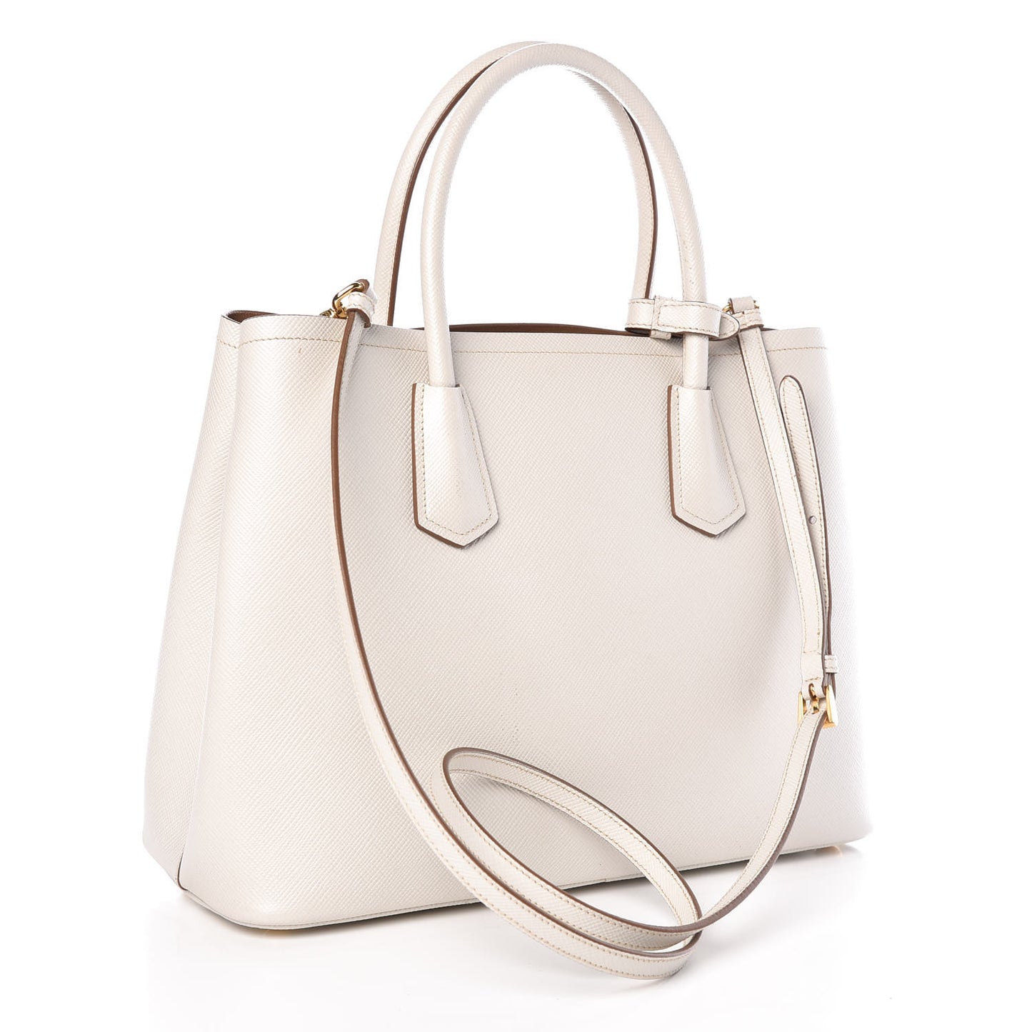 Saffiano Cuir Medium Double Bag Talco Caramel