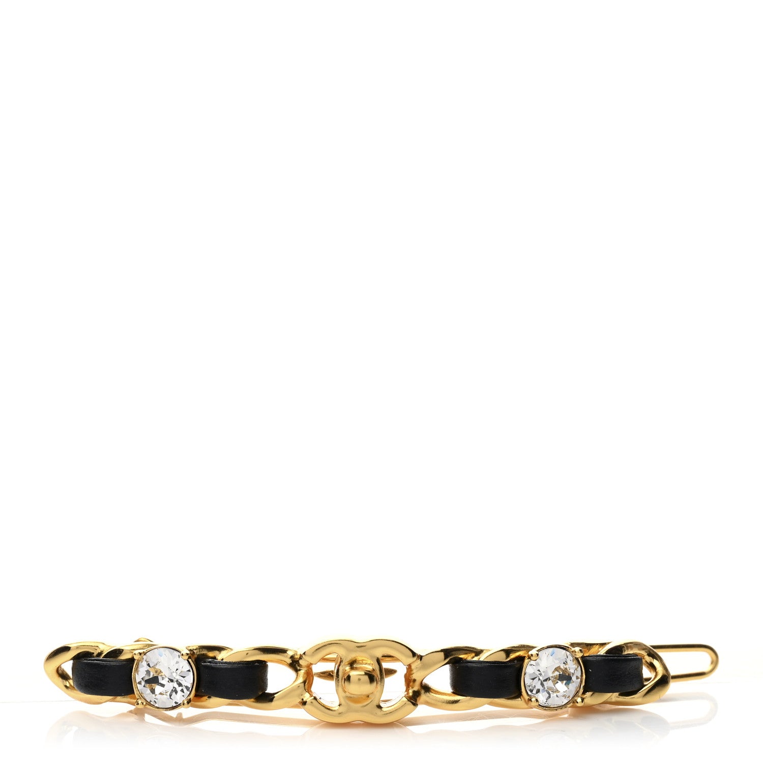 Chanel Crystal Lambskin CC More Is More Hair Clip Black Gold 1 of 4