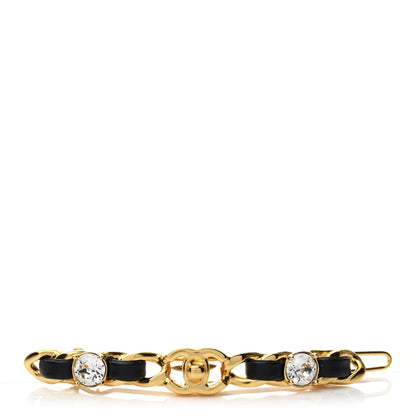 Chanel Crystal Lambskin CC More Is More Hair Clip Black Gold 1 of 4