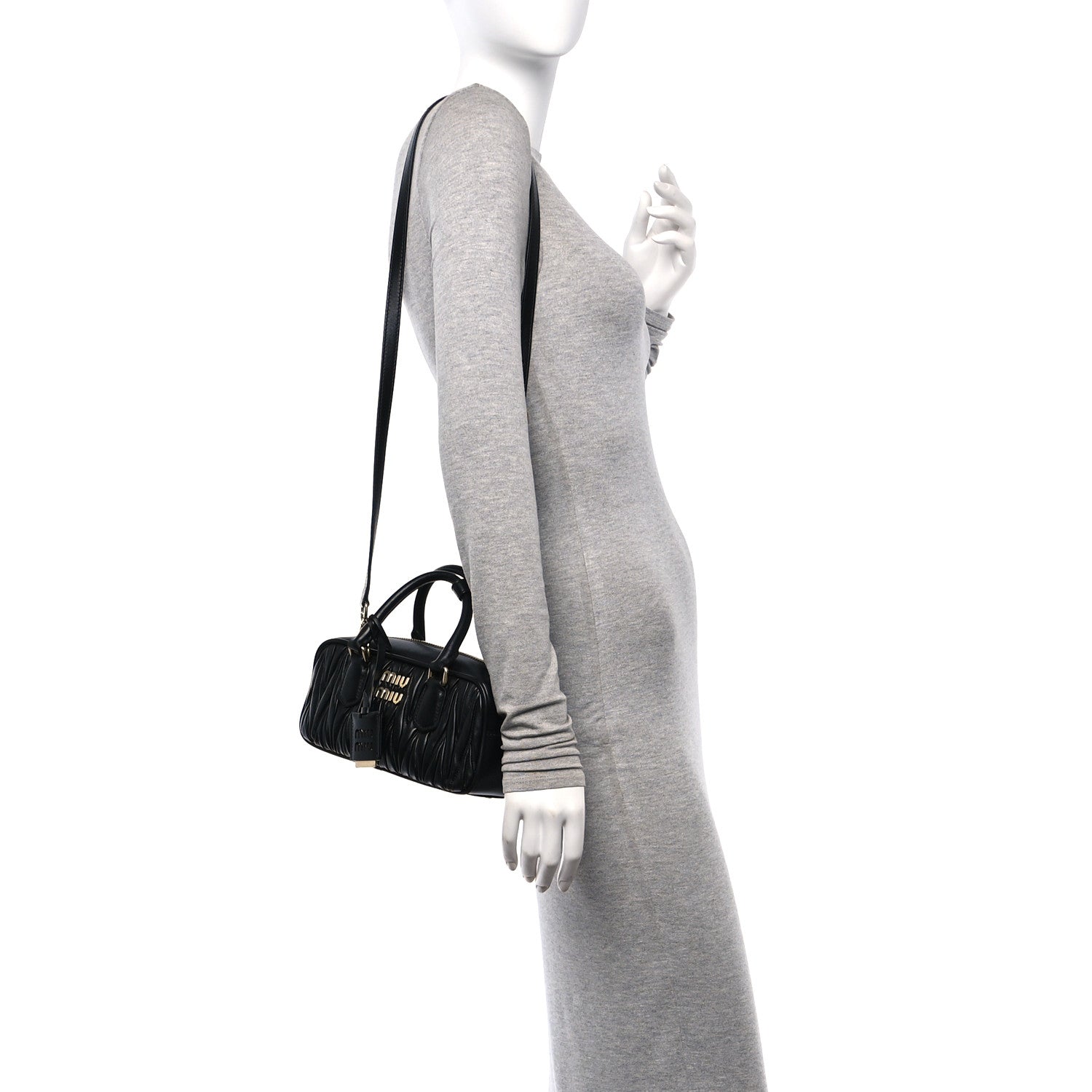 Miu Miu Nappa Matelasse Regular Arcadie Top Handle Bag Black 2 of 9