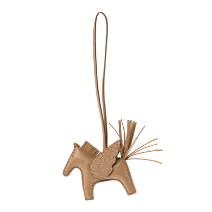 Hermes Milo Lambskin Matte Alligator Touch Grigri Rodeo Pegase Horse Bag Charm PM Chai 1 of 5