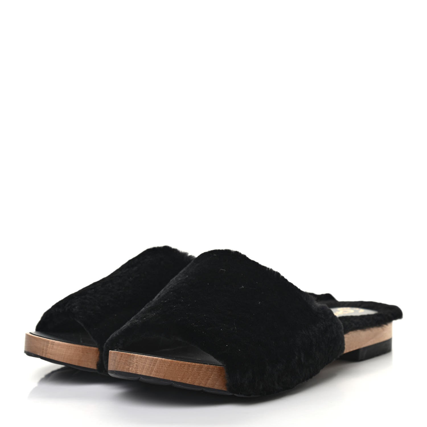 Chanel Rabbit Lambskin Fur Mules 37 Black 3 of 8