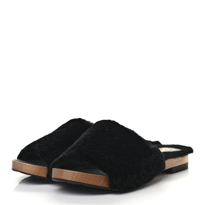 Chanel Rabbit Lambskin Fur Mules 37 Black 3 of 8