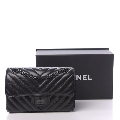 Chanel Aged Calfskin Chevron Quilted 2.55 Reissue Mini Flap So Black 11 of 11