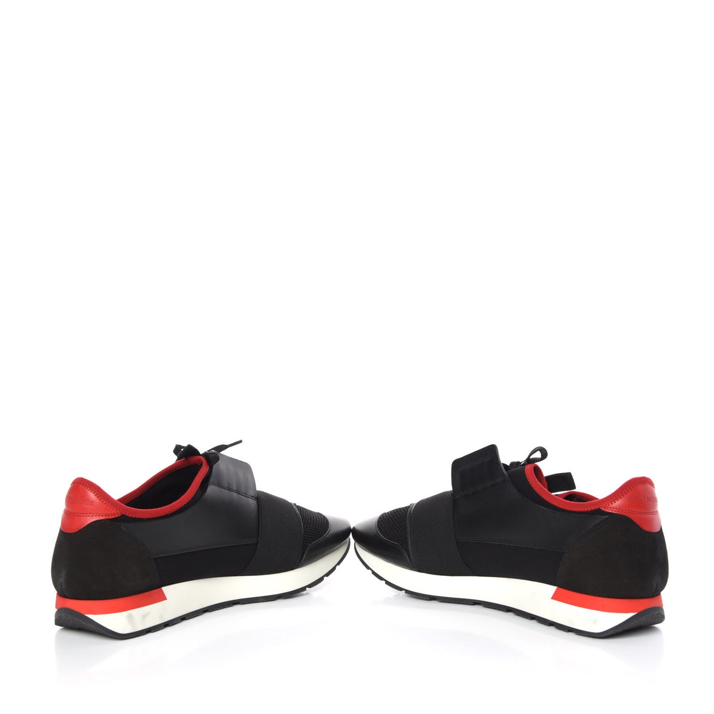 Mesh Calfskin Neoprene Mens Race Runner Sneakers 46 Black Red