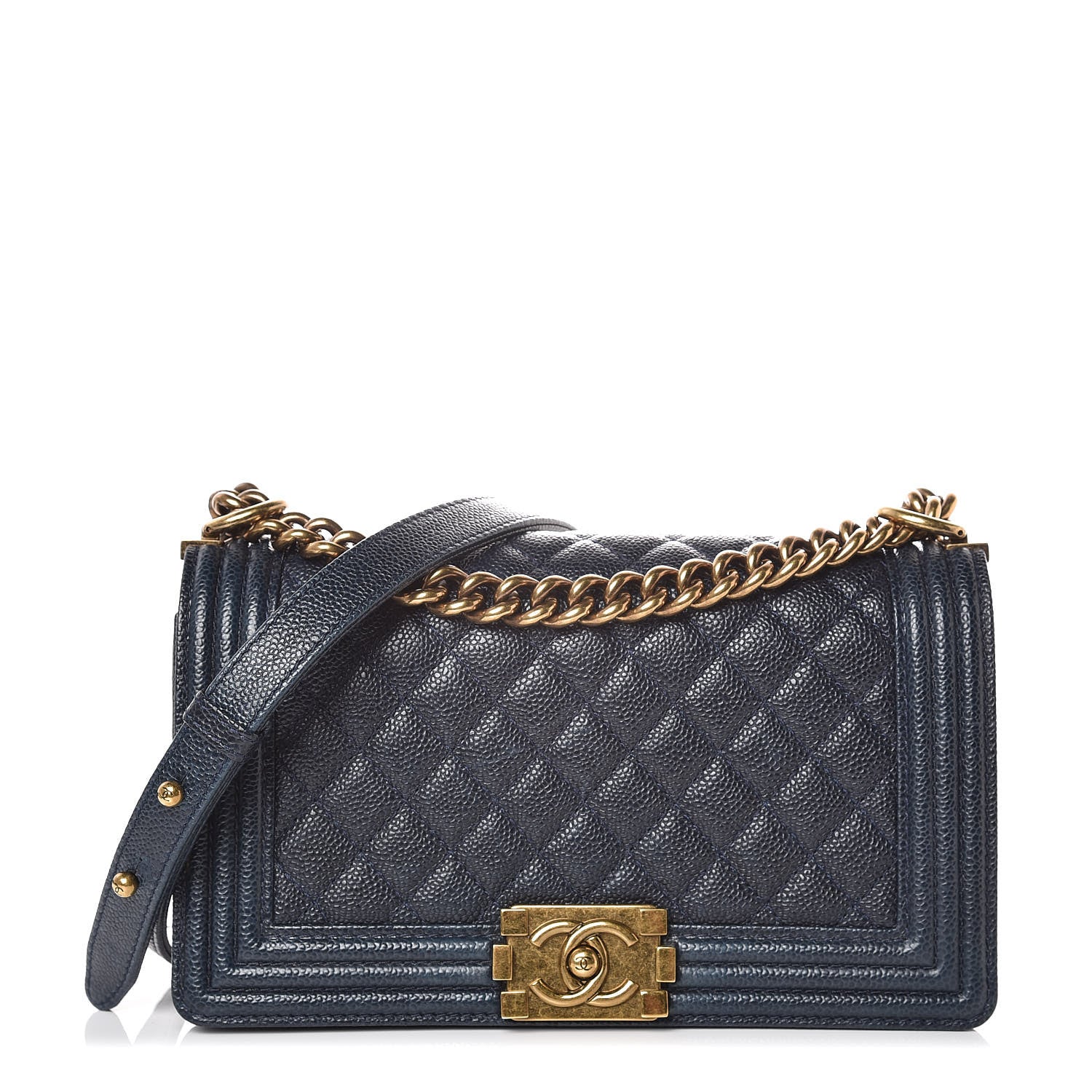 Chanel Caviar Quilted Medium Boy Flap Navy 1 of 7