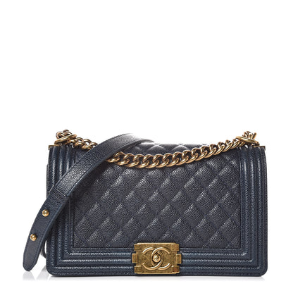 Chanel Caviar Quilted Medium Boy Flap Navy 1 of 7