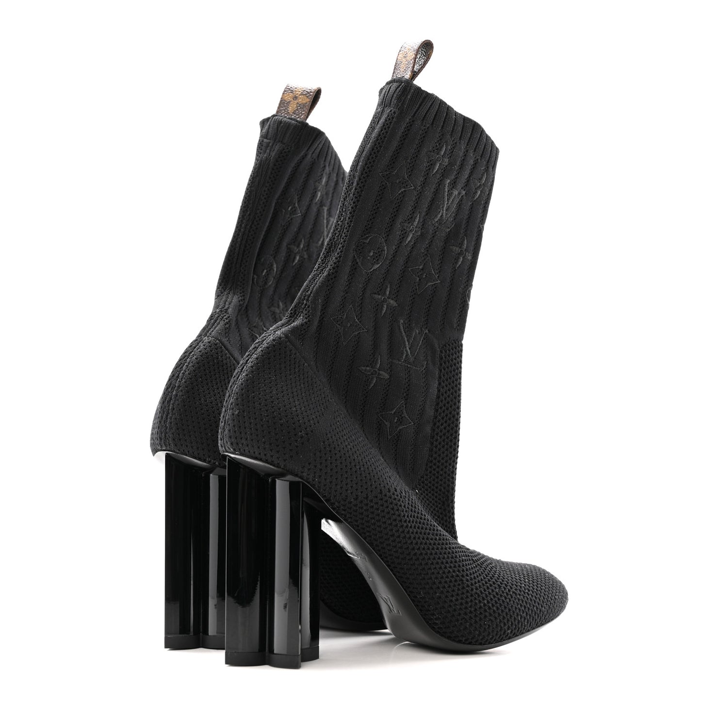 Monogram Stretch Fabric Silhouette Ankle Boots 37 Black