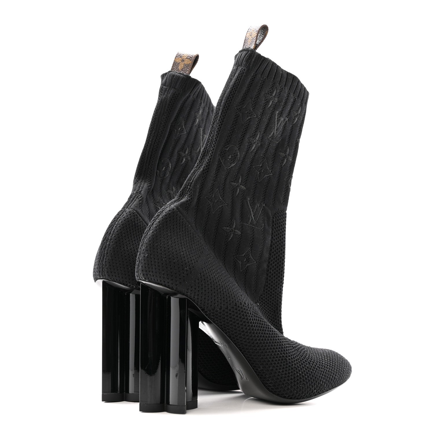 Louis Vuitton Monogram Stretch Fabric Silhouette Ankle Boots 37 Black 5 of 12