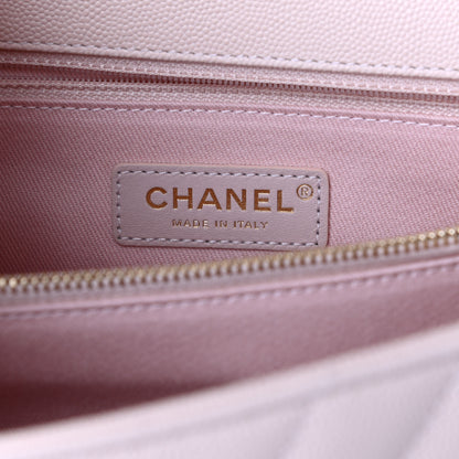 Chanel Caviar Lizard Embossed Chevron Quilted Small Coco Handle Flap Beige 5 of 8