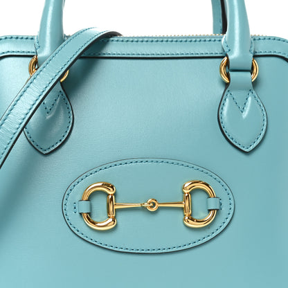 Gucci Boarded Plutone Calfskin Small Horsebit 1955 Top Handle Bag Dusty Azure 8 of 10