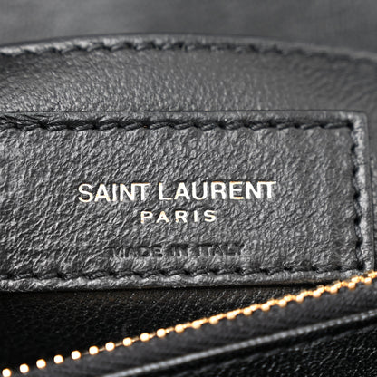 Saint Laurent Sheepskin Matelasse Chevron Monogram Medium College Bag Black 7 of 14