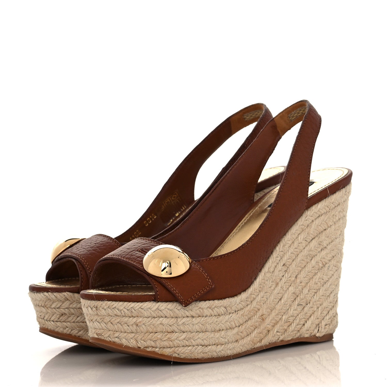 Louis Vuitton Grained Calfskin Santal Sandals 38.5 Cognac 3 of 8