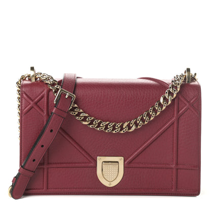 Christian Dior Grained Calfskin Medium Diorama Flap Bag Burgundy 1 of 8