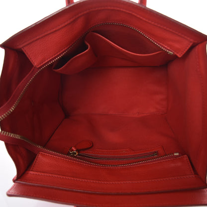 Celine Drummed Calfskin Micro Luggage Coquelicot 5 of 7
