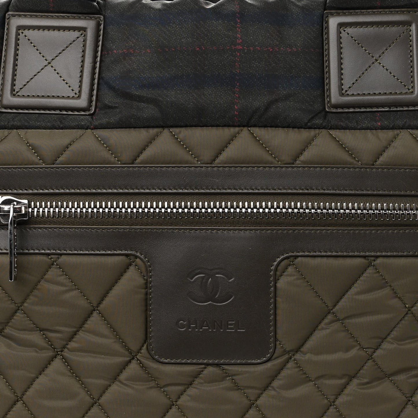 Nylon Quilted Medium Coco Cocoon Tote Khaki