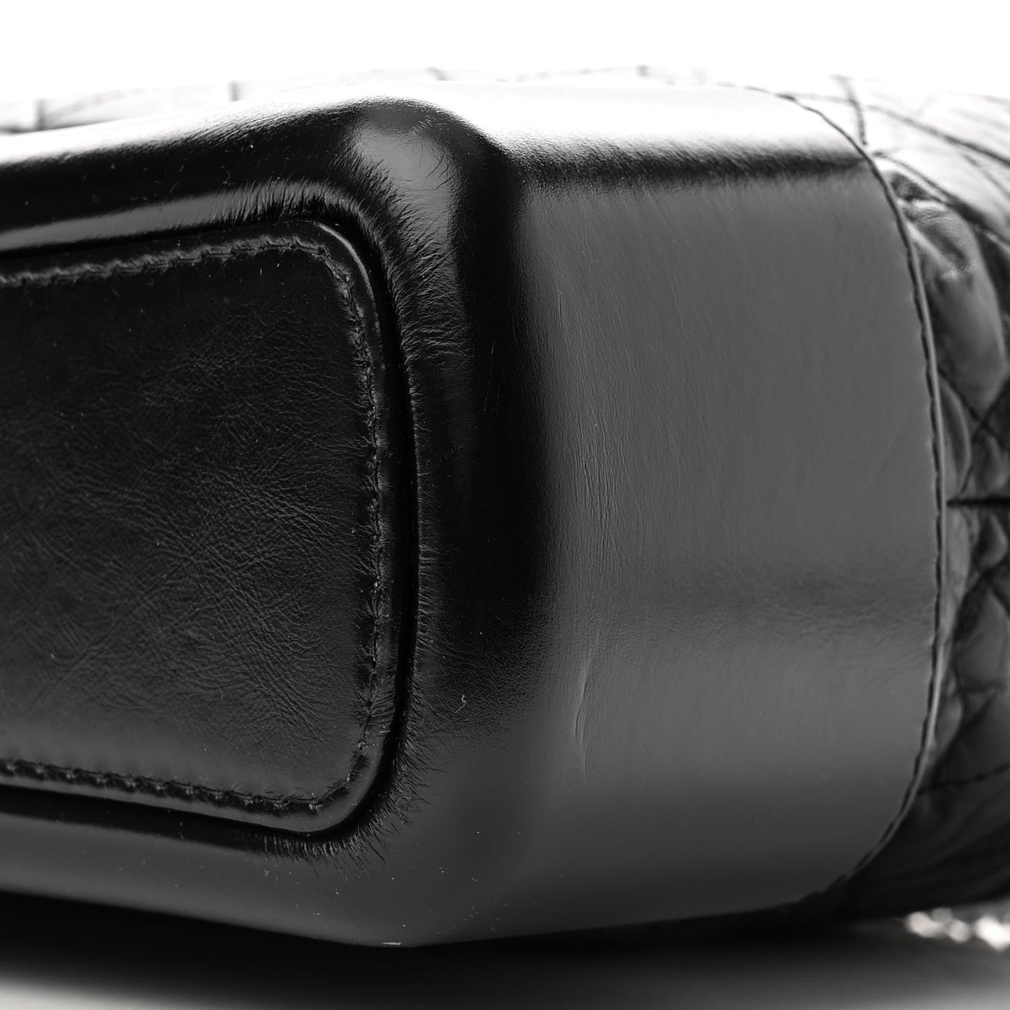 Aged Calfskin Quilted Large Gabrielle Hobo Black