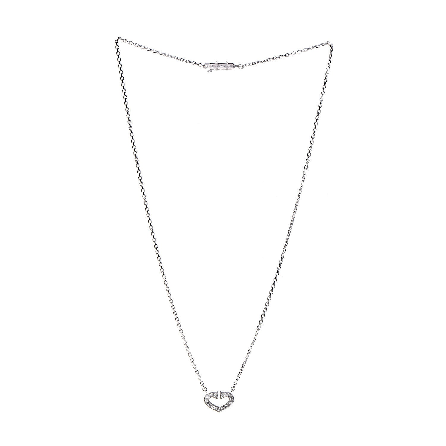 Cartier 18K White Gold Diamond Small Hearts and Symbols Pendant Necklace 3 of 7
