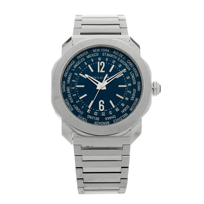 Bulgari Stainless Steel 41mm Octo Roma Worldtimer Automatic Watch Blue 1 of 5